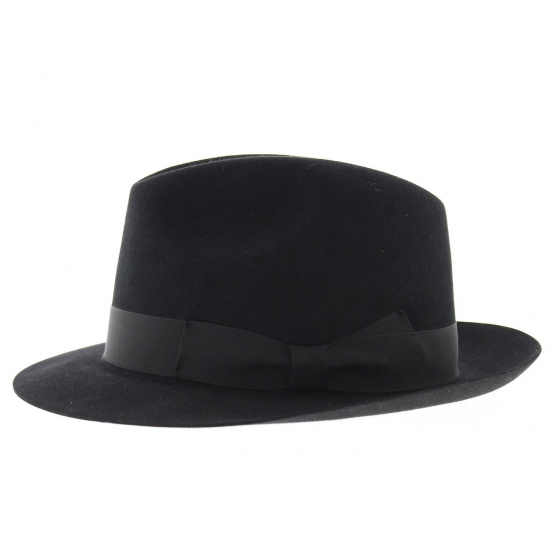 Black Wool Felt Luberon Fedora Hat