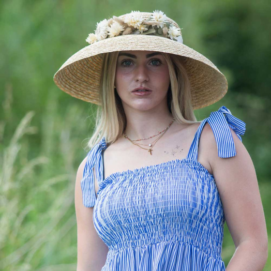 French Natural Straw Lampshade Hat - Traclet