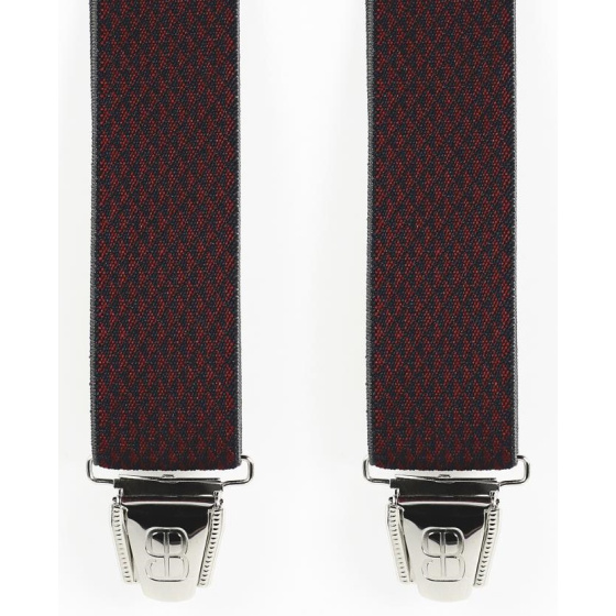Biclip® Harness Suspenders Fancy Burgundy Diamond Pattern - Biclip