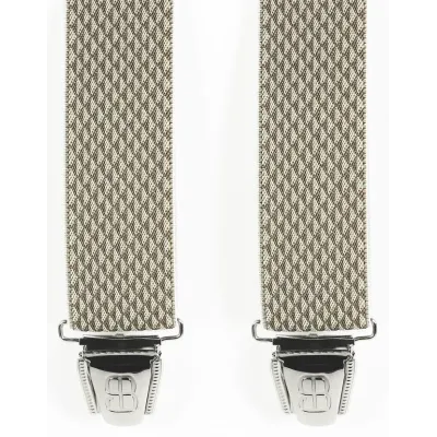 Biclip® Diamond Pattern Fancy Harness Suspenders Beige - Biclip Reference: 10585 | Chapellerie Traclet