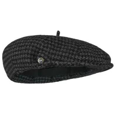 Gray & Black Wool Nay Beret Cap - Laulhère ref 20346 traclet hat shop
