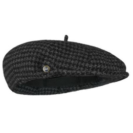 Casquette Béret Nay Laine Gris & Noir - Laulhère