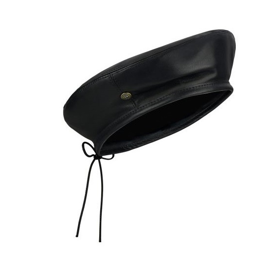 Black Leather Pechade Beret - Laulhère