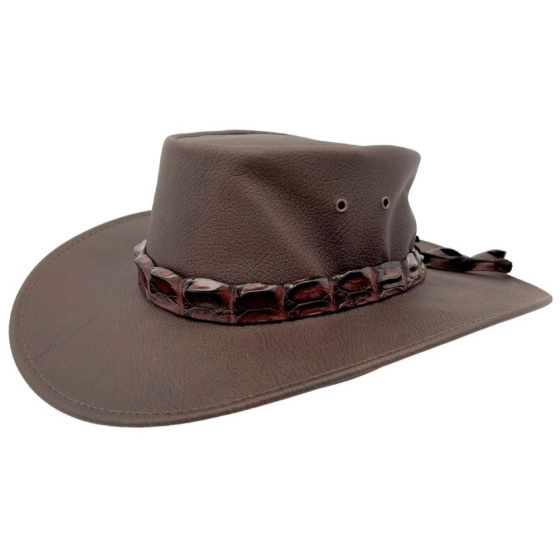 Eureka Brown Leather Hat - Jacaru
