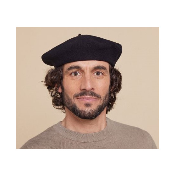 Béret Basque Laine Vierge Noir - Héritage par Laulhère