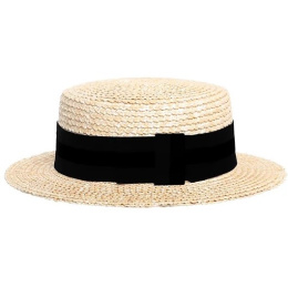 Oxford Boater Black Ribbon Straw Hat - Traclet