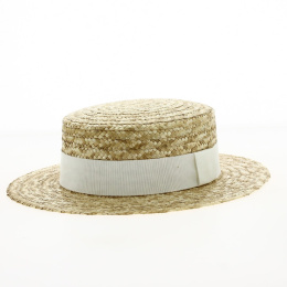 Boater hat with customized ribbon