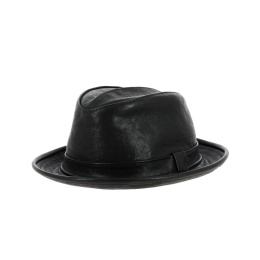 Traclet soft leather black trilby hat