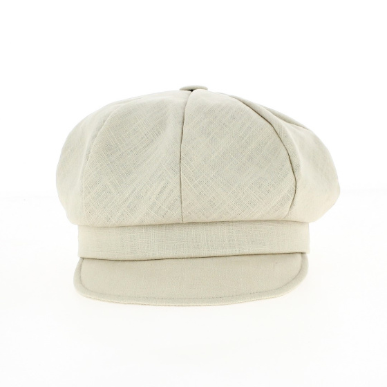 Antje Linen Beige Newsboy Cap - Mayser Antje Linen Beige Newsboy Cap - Mayser