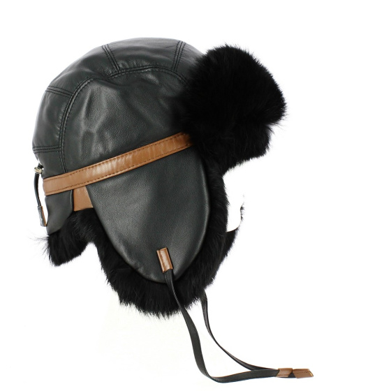 Yukon Black Leather & Rabbit Ushanka - Gena