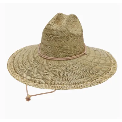 Chapeau de sauveteur tissé en paille à large rebord en forme de dôme