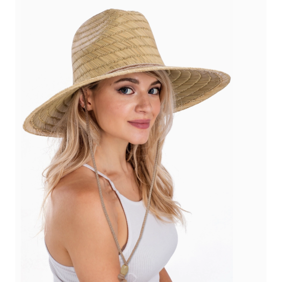Chapeau de sauveteur tissé en paille à large rebord en forme de dôme