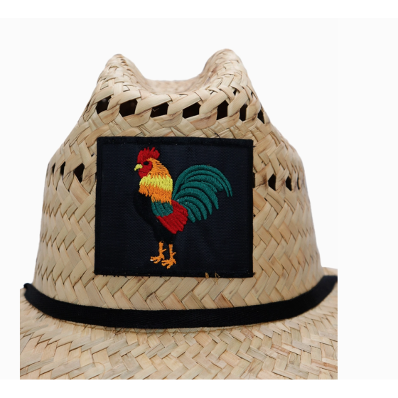 Rooster Cock lifeguard hat in natural straw with wide dome-shaped brim