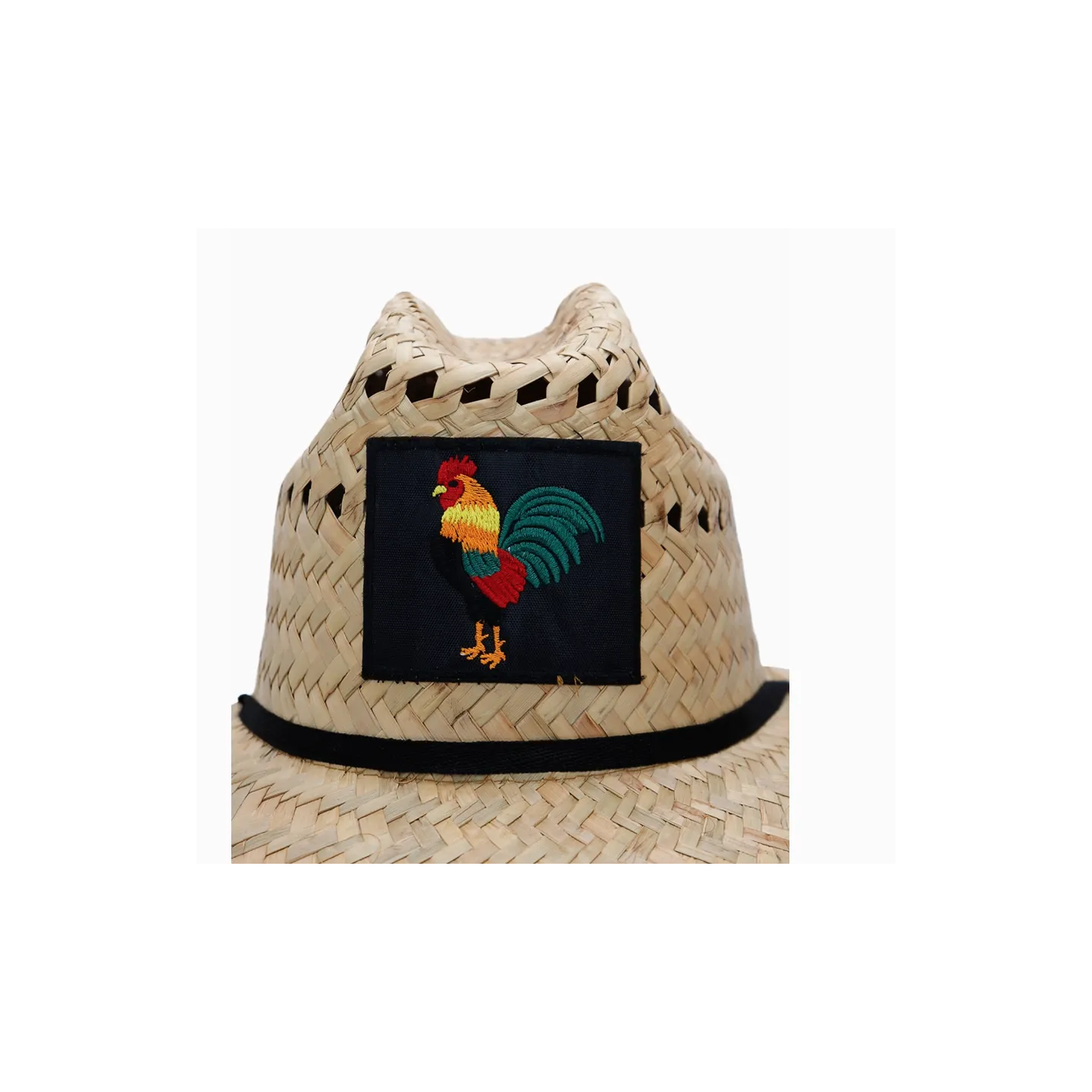 Rooster Cock lifeguard hat in natural straw with wide dome-shaped brim