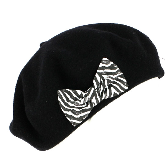 Black beret the French beret with side bow