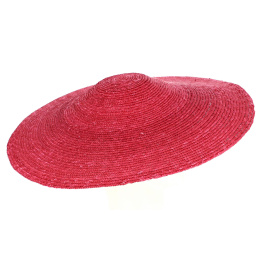 Large red straw wide-brimmed hat