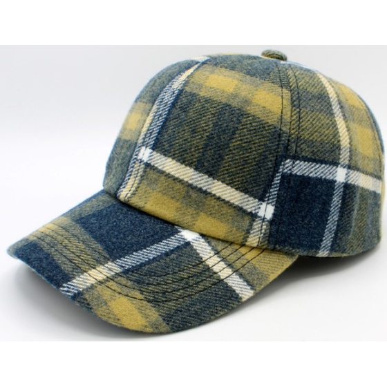 Wool Plaid Strapback Baseball Cap - Traclet