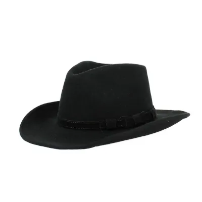 Black wool felt dundee hat - ref 20517