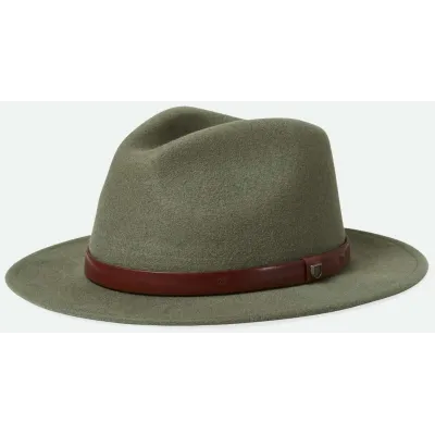 Messer Wool Felt Green Fedora Hat - Brixton Reference: 20554| Traclet Hat Shop