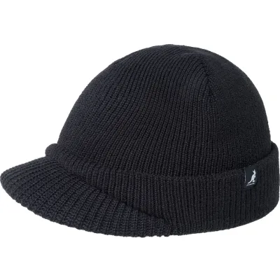 Black Sliced Peak Beanie Cap - Kangol reference 20579 traclet hat shop