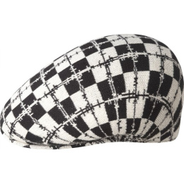 Barbed Check Black & White Flat Cap - Kangol