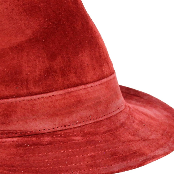 Chapeau trilby cuir rouge
