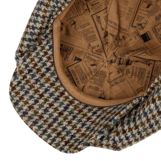 Irish Cap Houndstooth Harris Tweed Beige - Stetson
