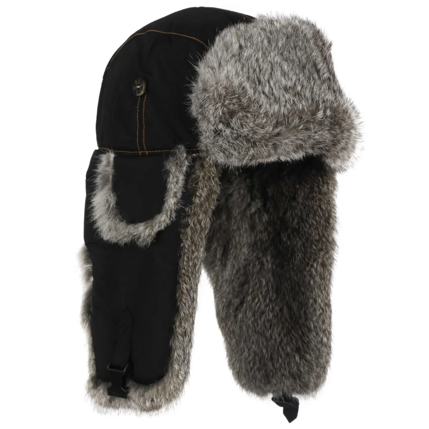 Chapka Fourrure - Lapeer Noire - Mad Bomber - Traclet- Blanc Reference : 20647| Chapellerie Traclet