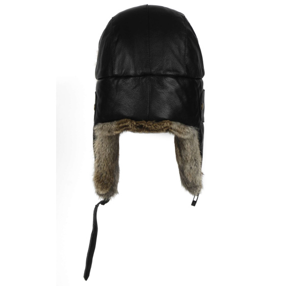 Chapka Fairbanks Cuir Noire - Mad Bomber