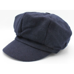 Tania Navy Wool Newsboy Cap - Traclet