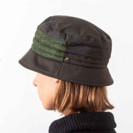 Waterproof Waxed Cotton Cloche Hat Khaki - Hatman