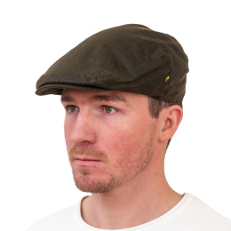 Olive Waxed Cotton Flat Cap Dubliner - Hatman