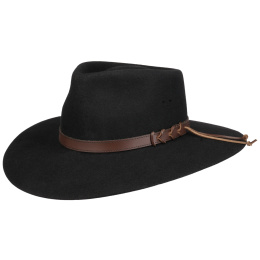 Traveller Big Australian Black Felt Hat - Statesman