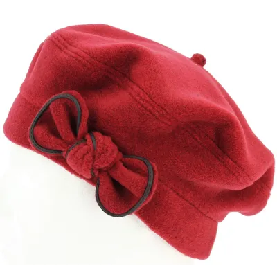 Red fleece beret made in France