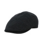 Daffy Houndstooth Black Wool Flat Cap - Traclet