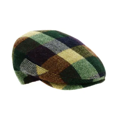 Casquette plate laine Justin à carreaux