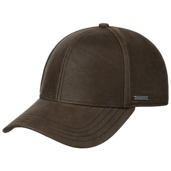 Casquette Baseball Cache-Oreilles Cuir Marron - Stetson