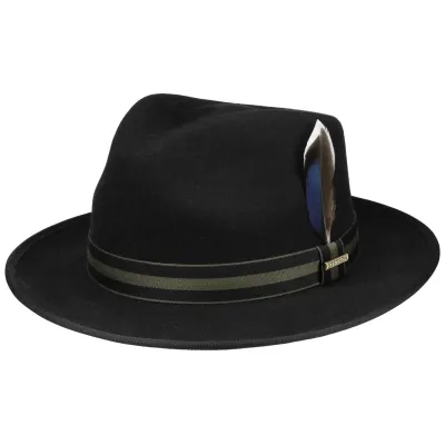 Chapeau Fedora Greenwich Feutre Laine Noir - Stetson  Reference : 20790 | Chapellerie Traclet