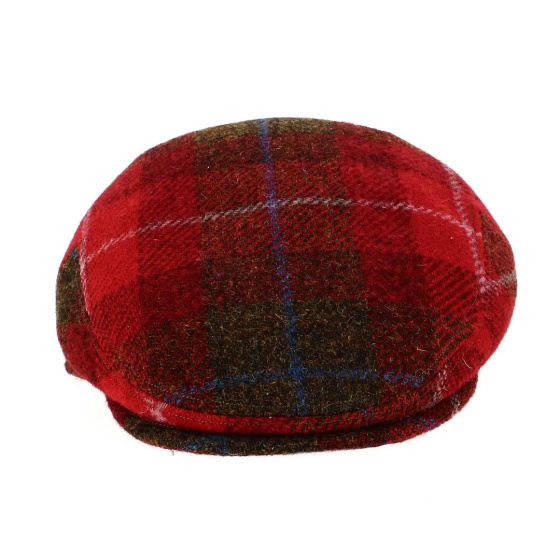 Casquette Plate Justin Harris Tweed Carreaux Rouge - Traclet Casquette Plate Justin Harris Tweed Carreaux Rouge - Traclet