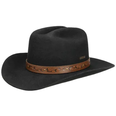 Chapeau Western Woolfelt Windsor Noir - Stetson  Reference : 20836| Chapellerie Traclet