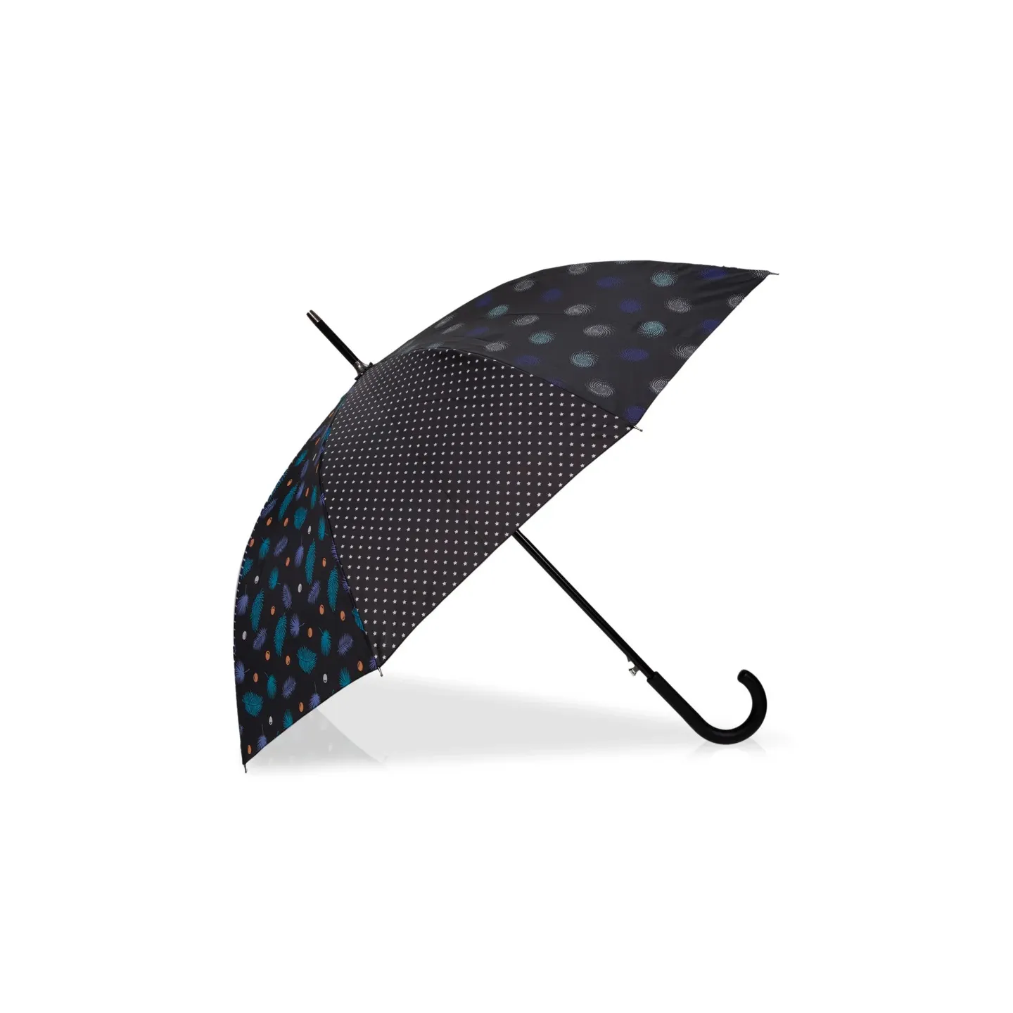 Walking Stick Umbrella Patchwork Feather Automatic Opening - Isotoner ref 20780 traclet hat shop