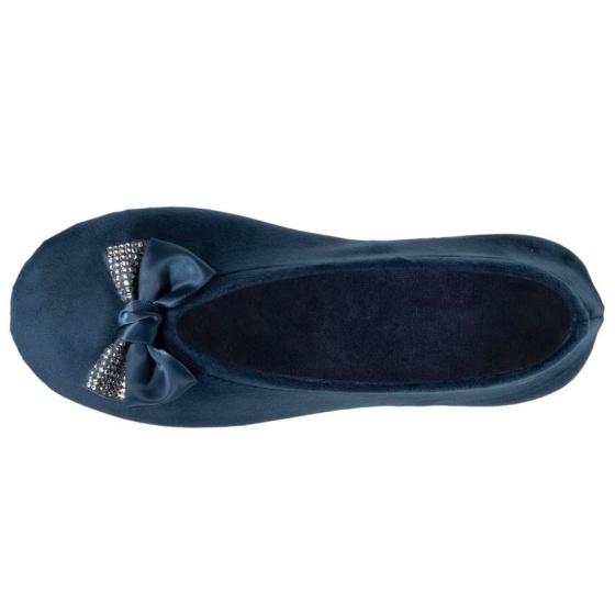 Chaussons Ballerines Femme Nœud Strass Bleu Canard - Isotoner Chaussons Ballerines Femme Nœud Strass Bleu Canard - Isotoner