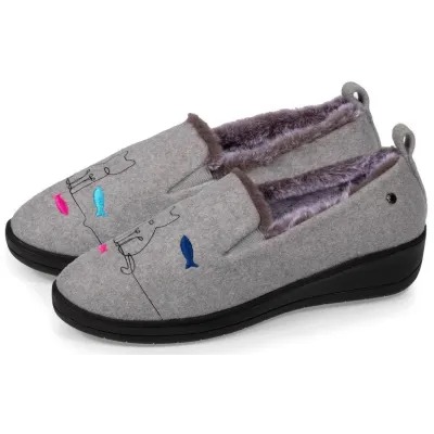 Cat Ballet Slippers with EVERYWEAR™ Sole Heather Gray - Isotoner - Traclet Shop Reference: 17026| Traclet Hat Shop