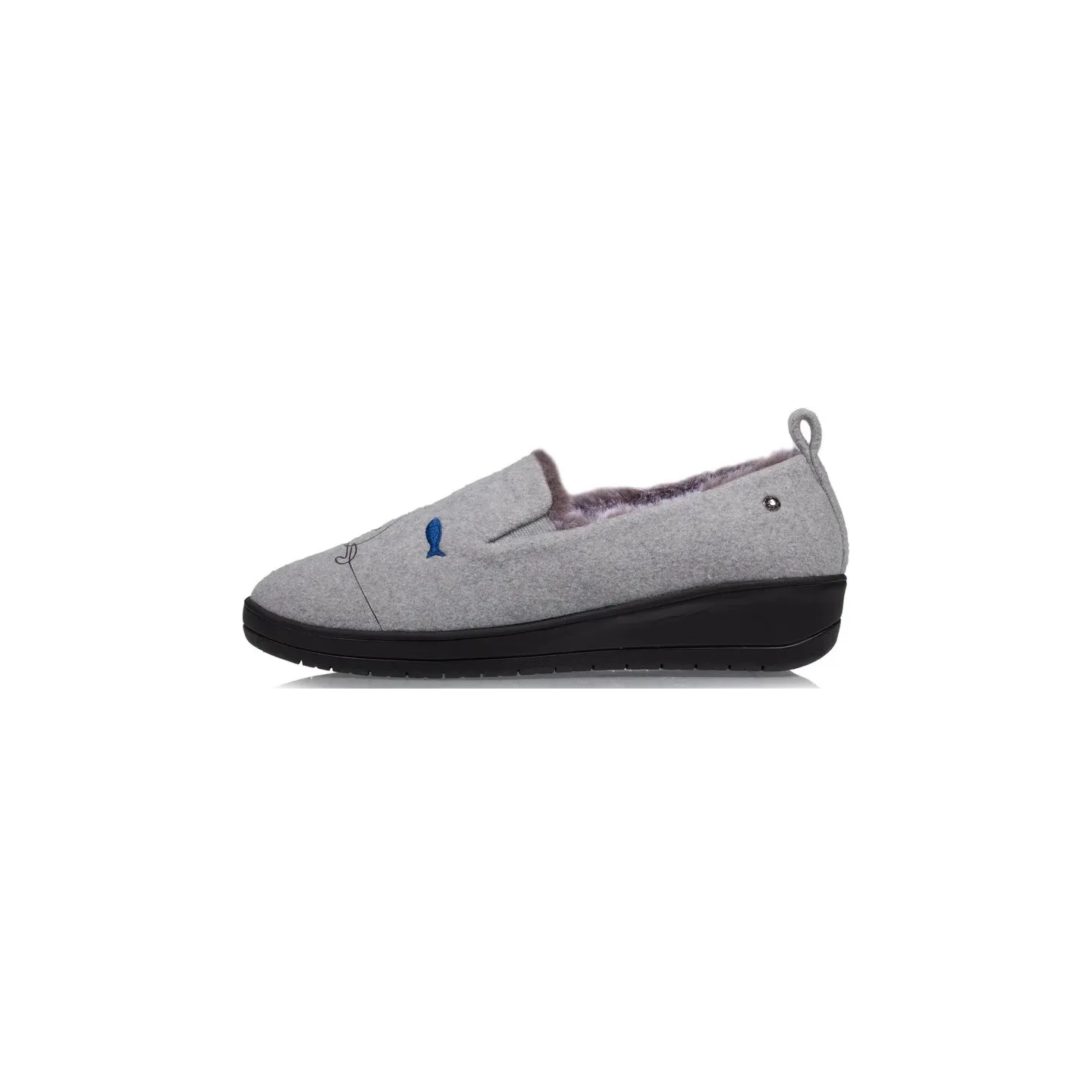 Ballerines Slippers Chat Semelle EVERYWEAR™ Gris Chiné - Isotoner  - Boutique Traclet Reference : 17026| Chapellerie Traclet