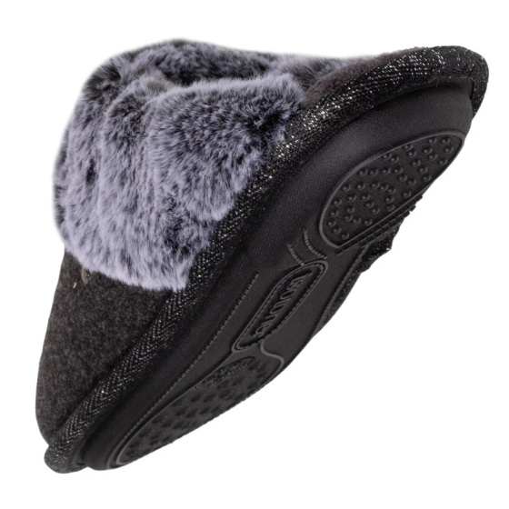 Women's Felt Mule Slippers with Pattern - Isotoner