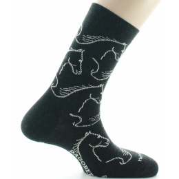 Dagobert Horse Cotton Socks Anthracite Made in France