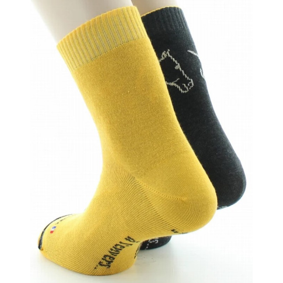 Anthracite & Yellow Reversible Horse Socks Made in France - Dagobert