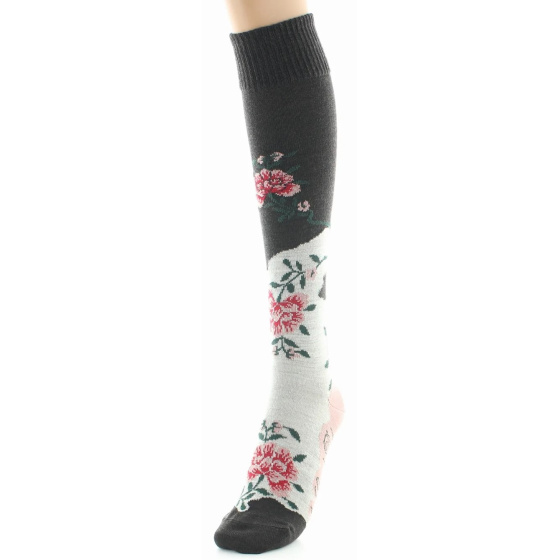 Women's Knee-High Combed Flower Socks Made in France - Berthe
