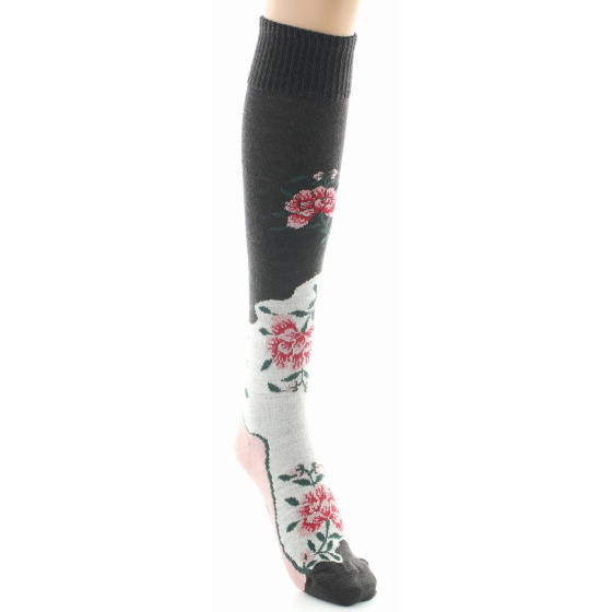 Chaussettes Femme Hautes Peignée Fleurs Made in France - Berthe