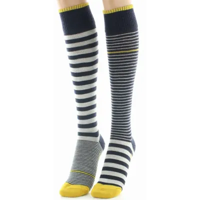 Chaussettes Femme Hautes Peignée Rayures Made in France - Berthe